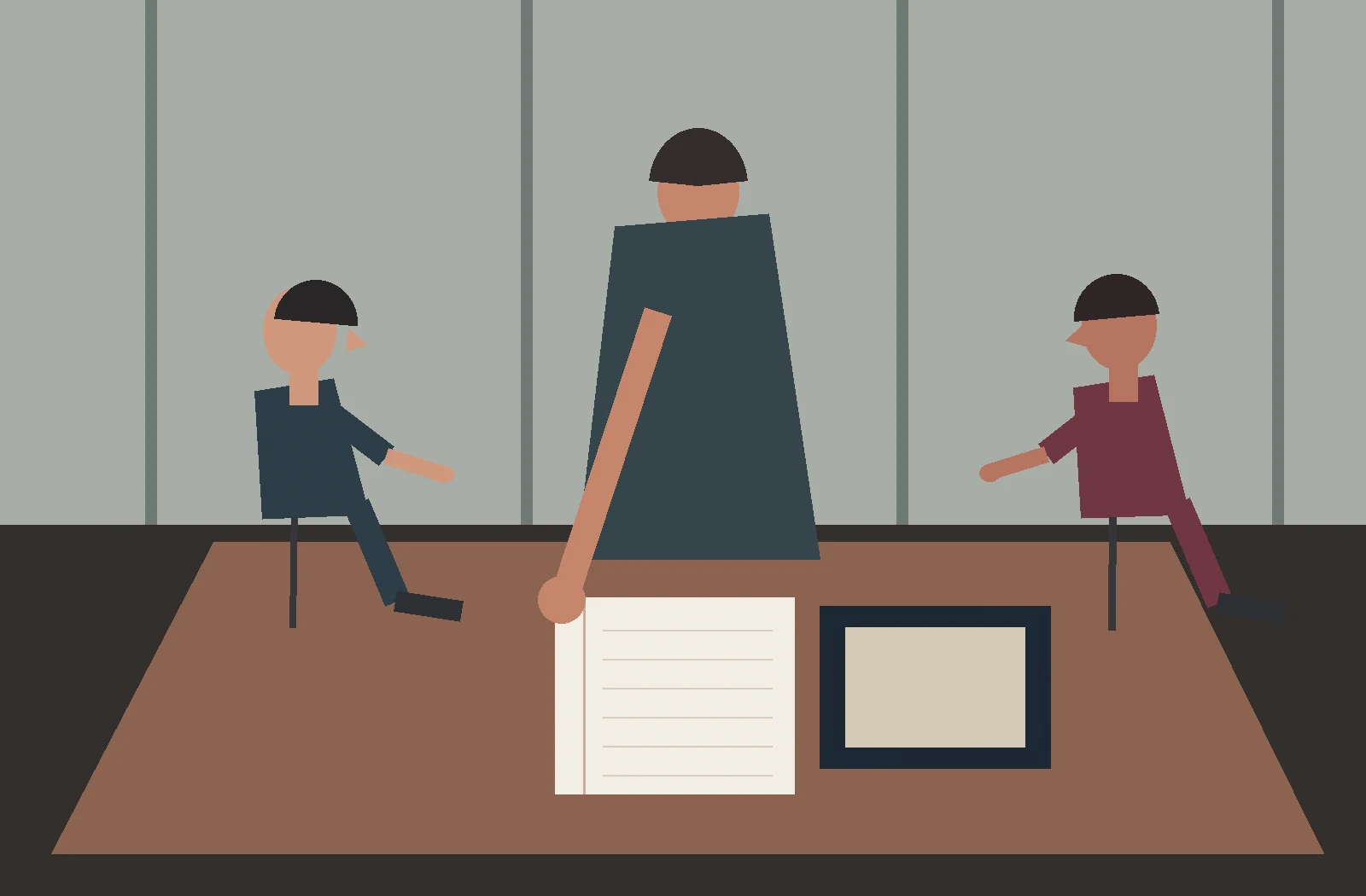 Équipe de travail étudiant des hypothèses sur papier