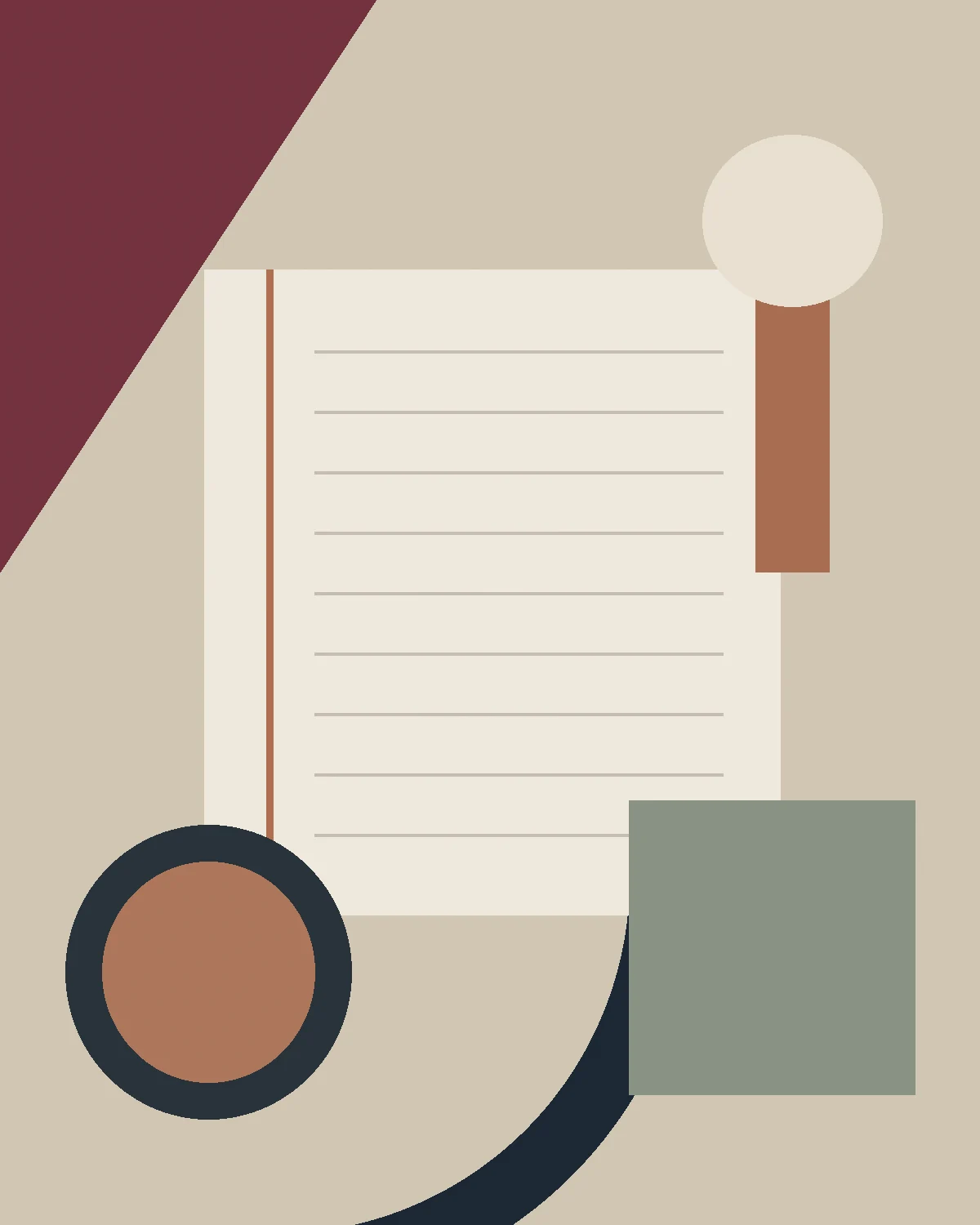 Documents et matières disposés en composition éditoriale
